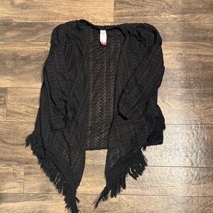 No Boundaries Black Fringe Sweater